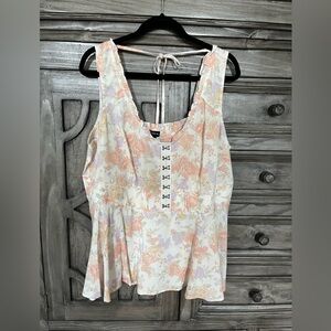 Torrid Floral Blouse in Cream and Pink